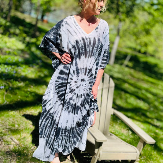 Boca Cotton Kaftan - Black Tie Die