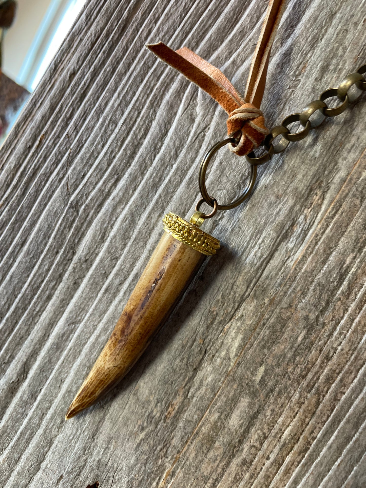 Amy Louise Carved Buffalo Bone Pendant Necklace.