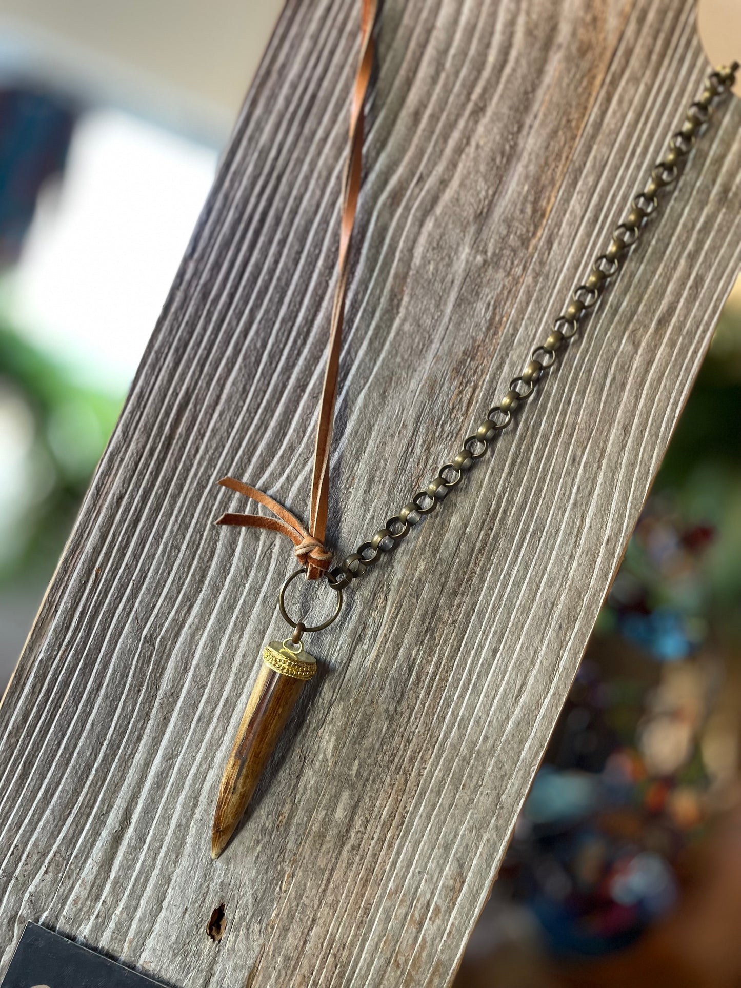 Amy Louise Carved Buffalo Bone Pendant Necklace.