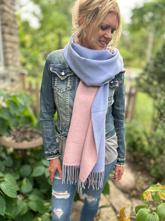 Chloe Cashmere Blanket Scarf. Periwinkle.