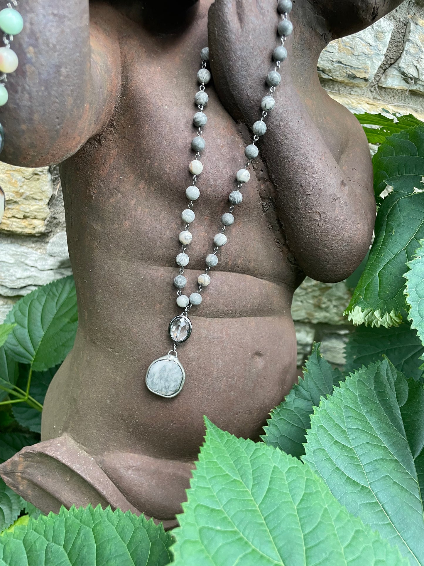 Shasta  Soldered Stone and Crystal Necklace.