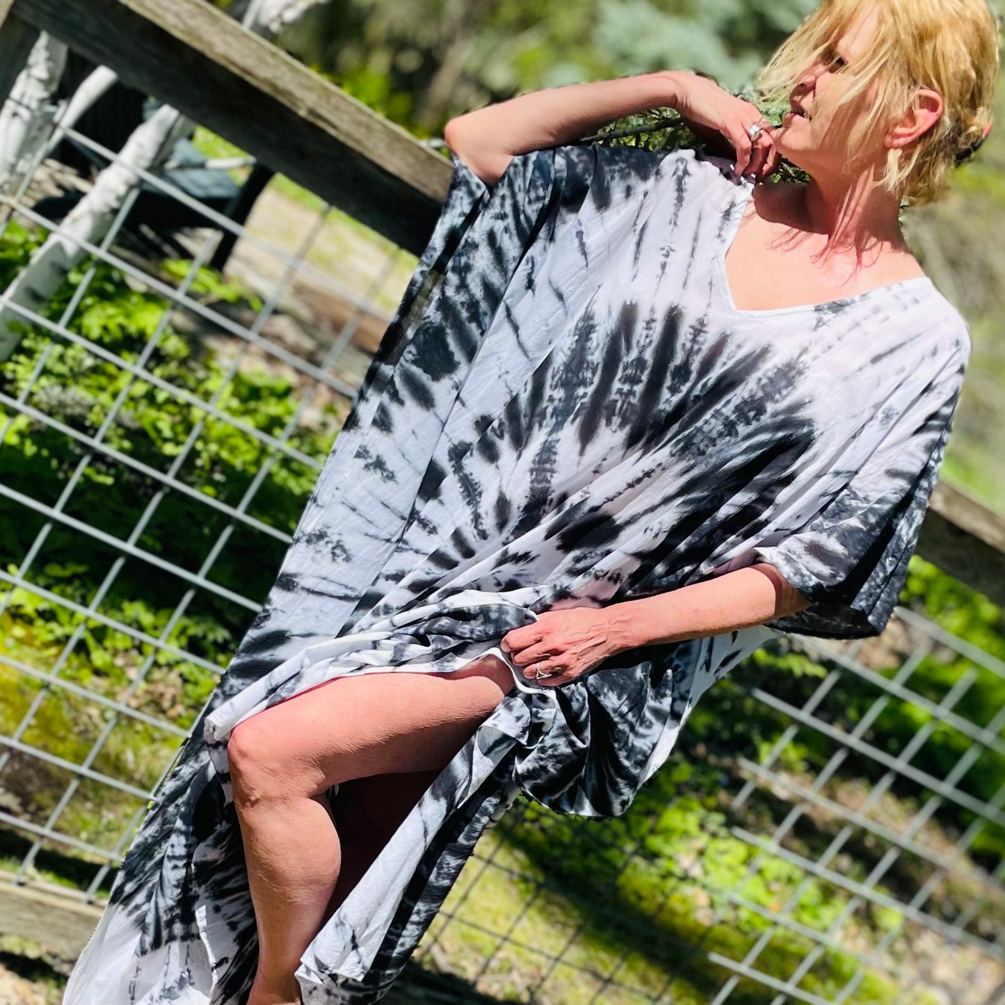 Boca Cotton Kaftan - Black Tie Die