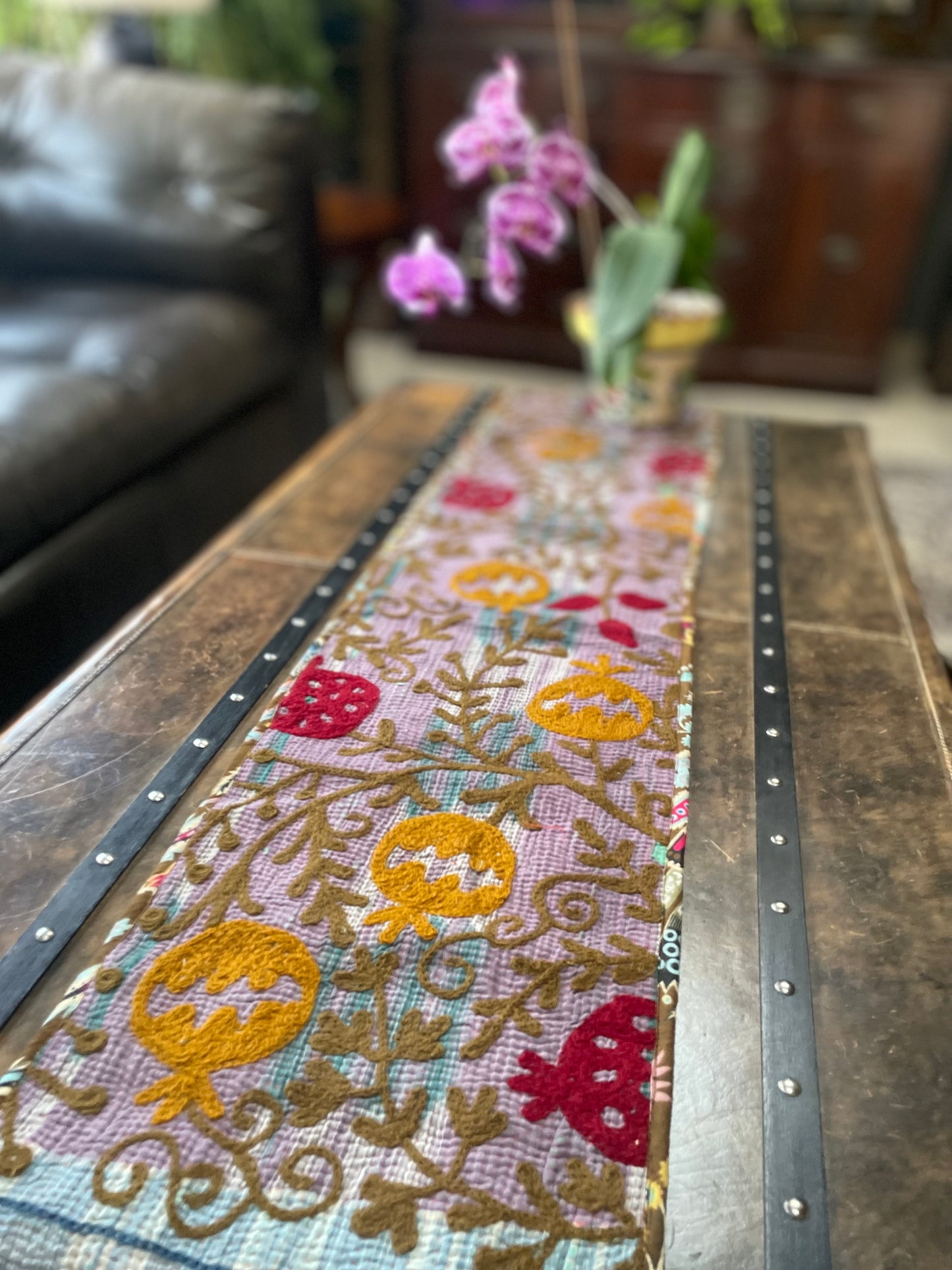 Suzani Embroidered Table Runner.