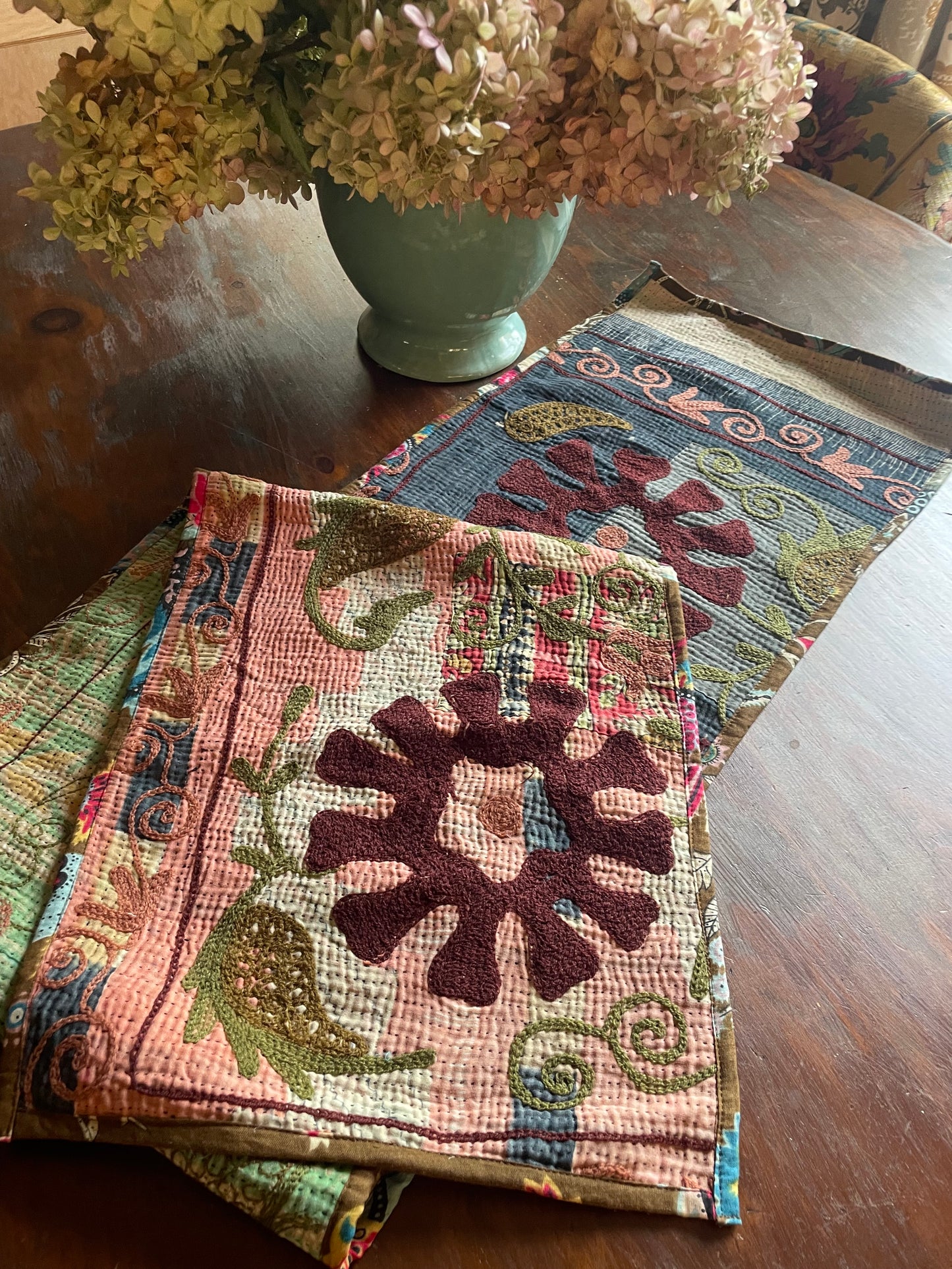 Suzani Embroidered Table Runner.