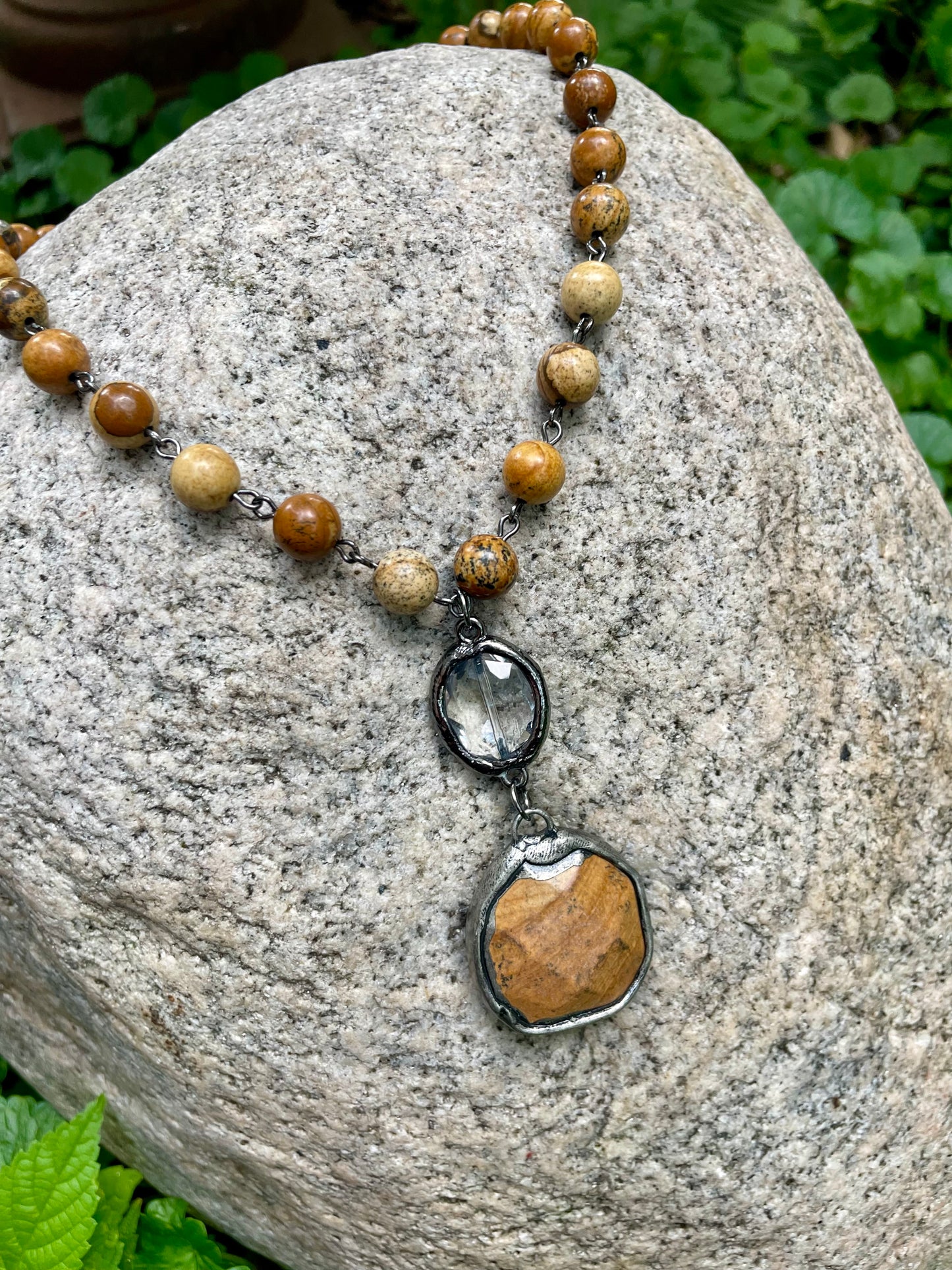 Shasta  Soldered Stone and Crystal Necklace.