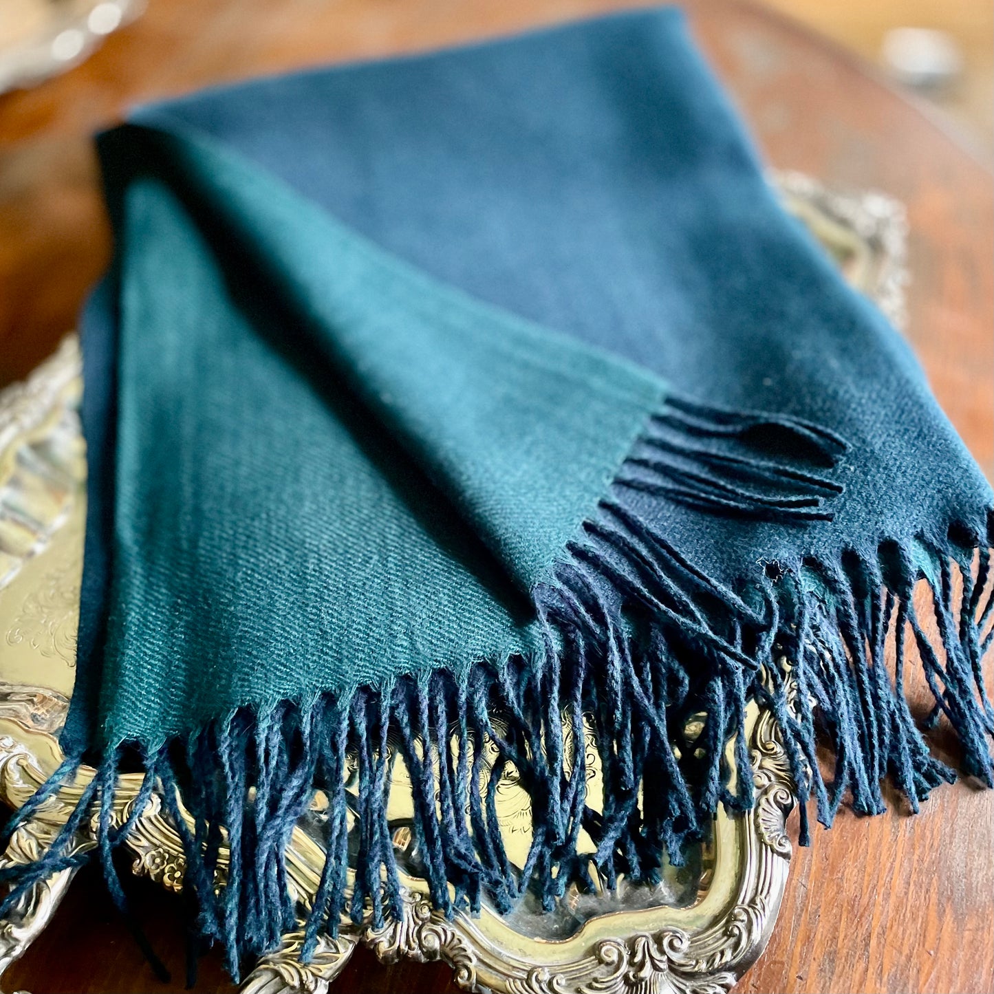 Chloe Cashmere Blanket Scarf. Teal.