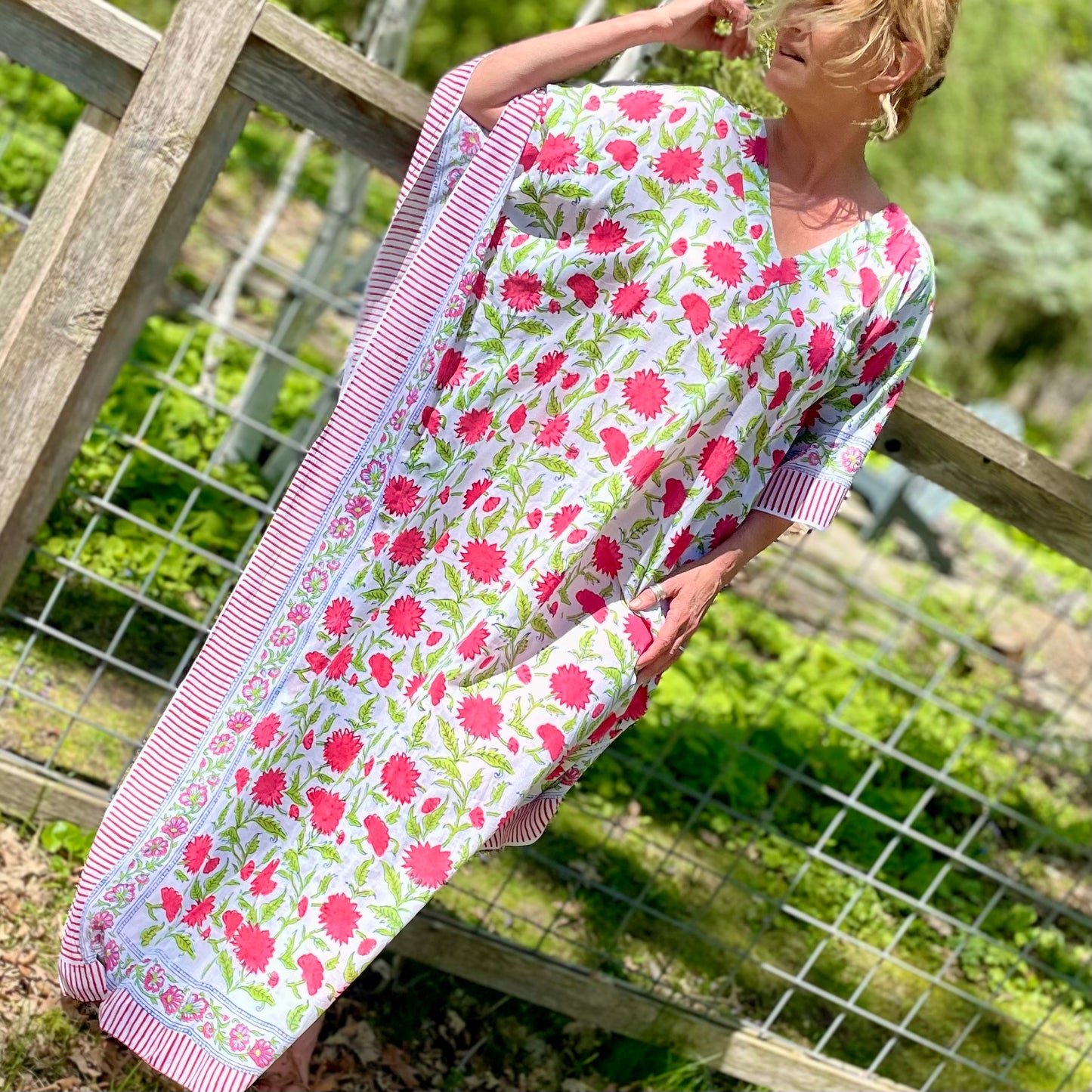 Boca Cotton Kaftan - Pink Poppy