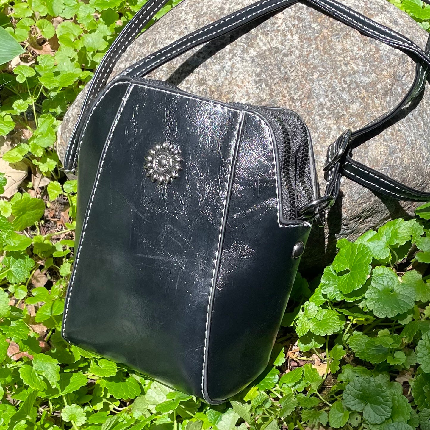 Cassandra Vegan Leather Bag/Black.