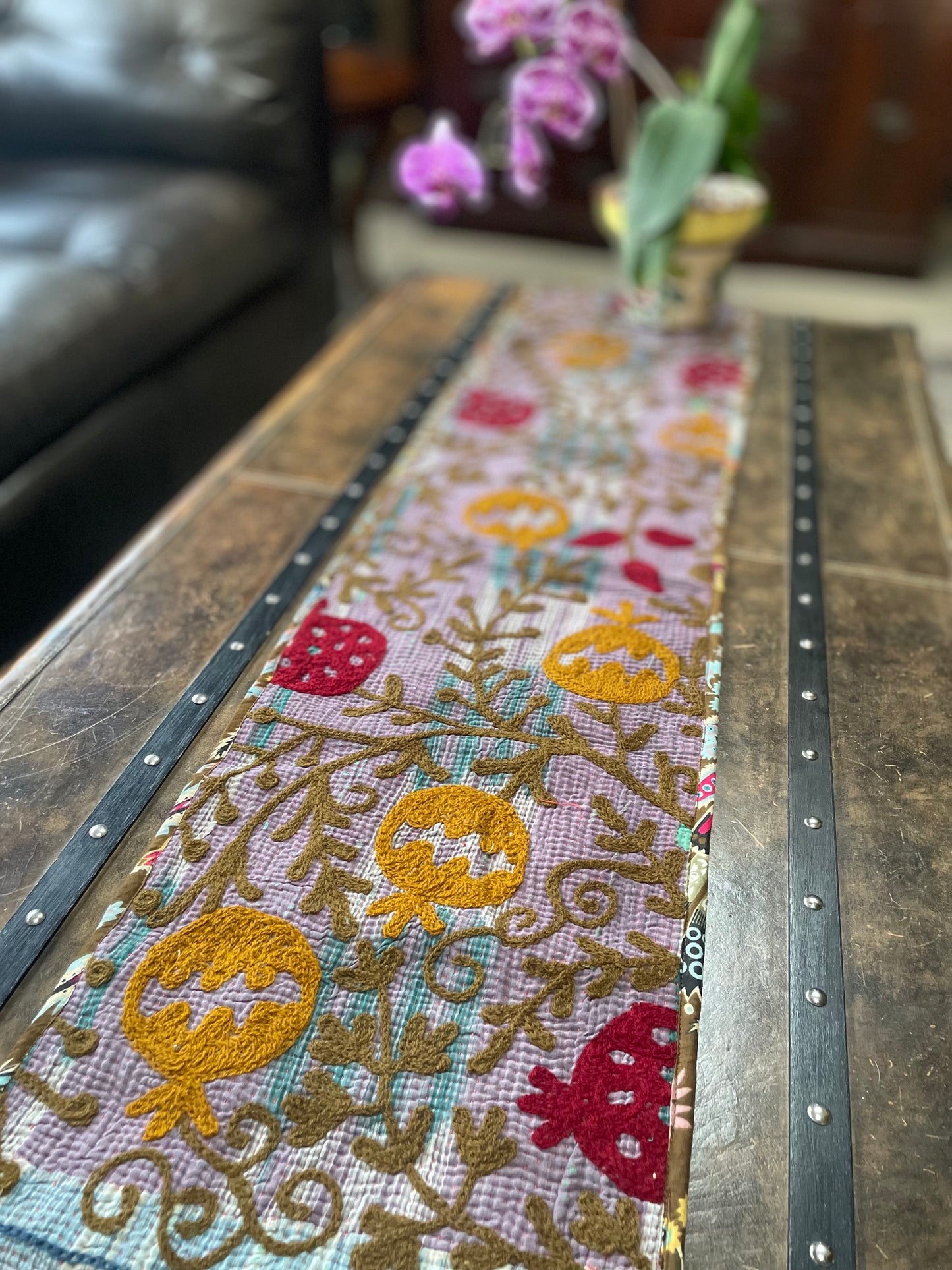 Suzani Embroidered Table Runner.