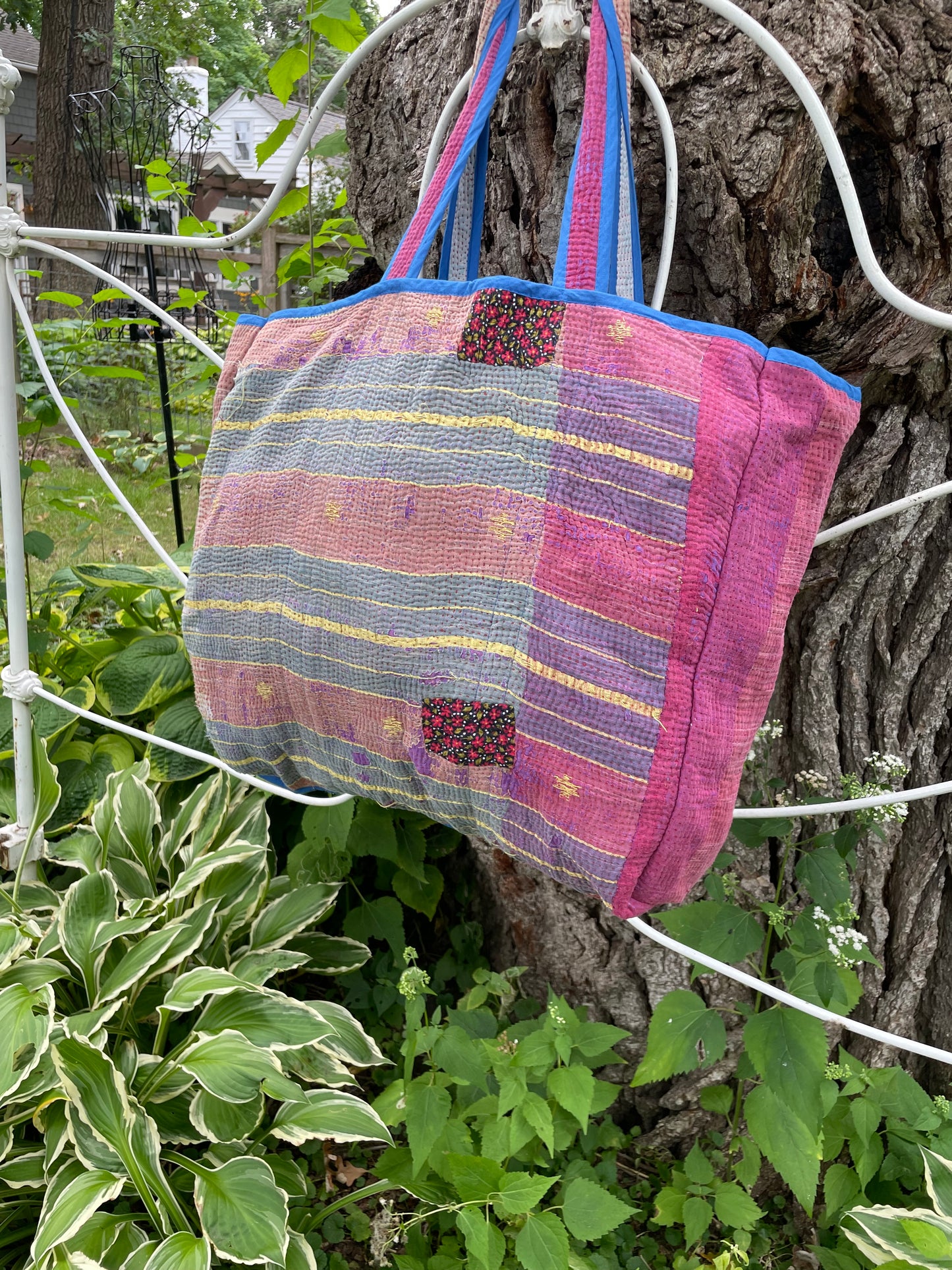 Redding Kantha Tote Bag - Soft Blue