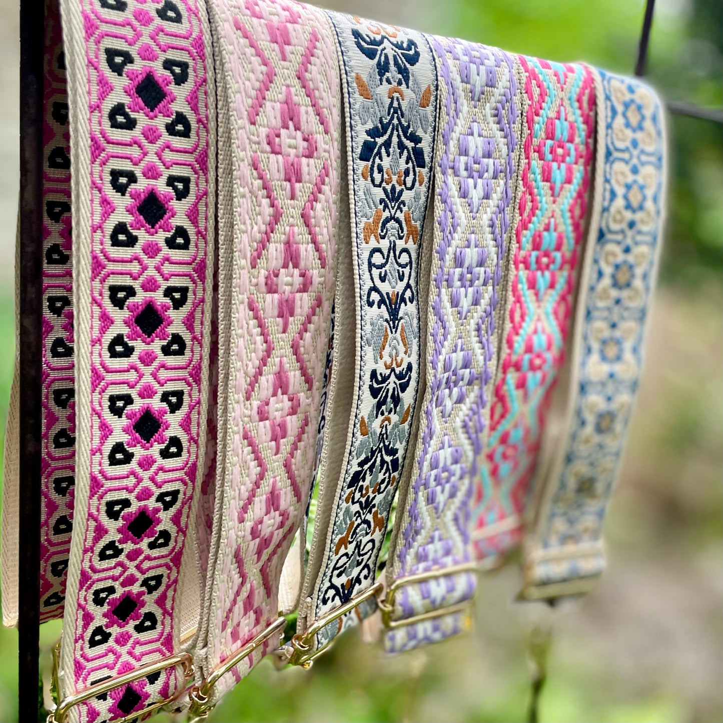 Embroidered Bag Straps. set of 6 Assorted.