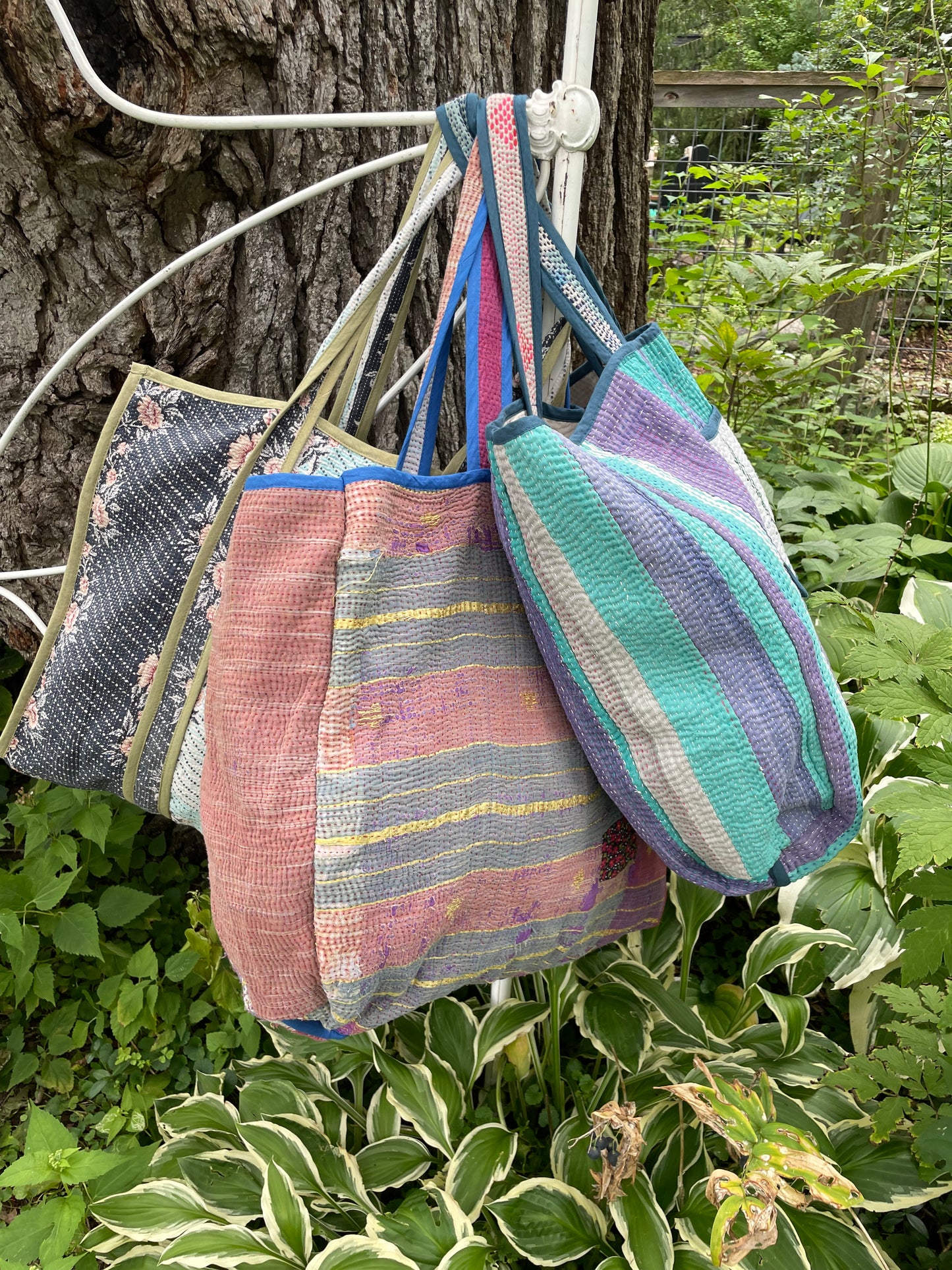 Redding Kantha Tote Bag - Soft Blue