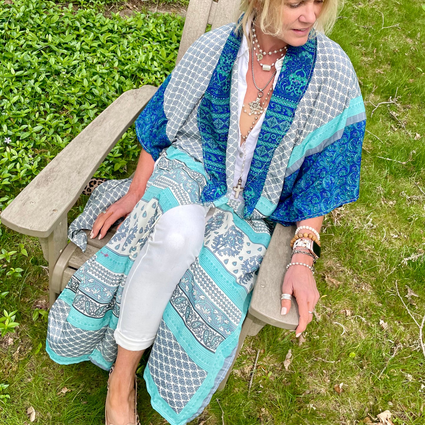 The Hey Delilah Silk Duster Kimono - Blue