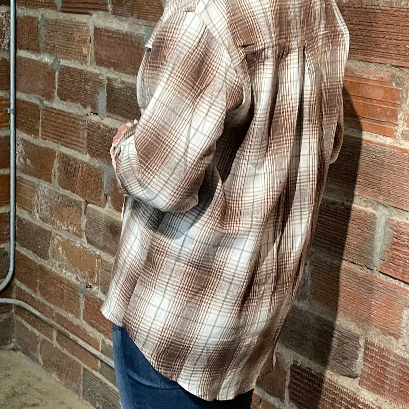 Parker Plaid Flannel Shirt - Tan & Cream