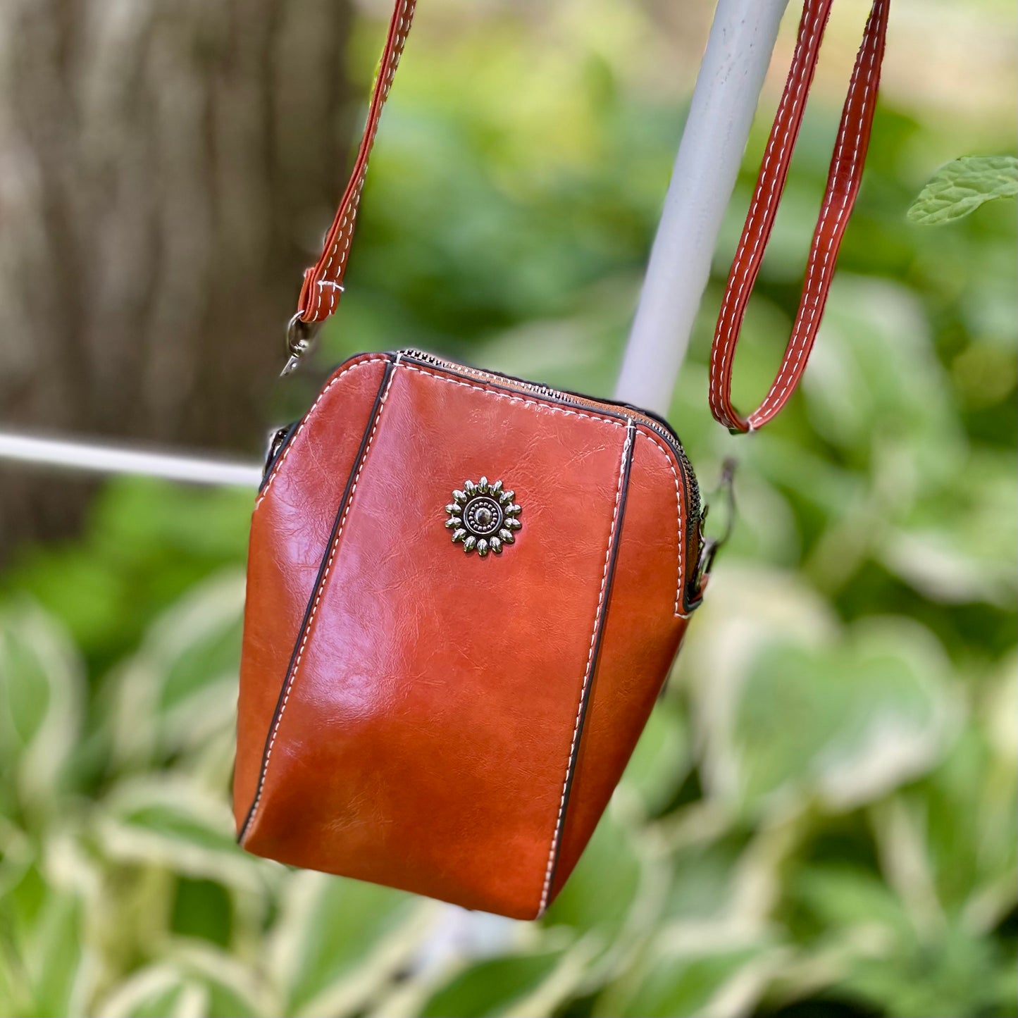 Cassandra Vegan Leather Bag/Rust.