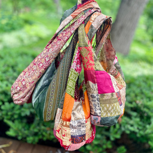 Silk Sari Reversible Hobo Bag