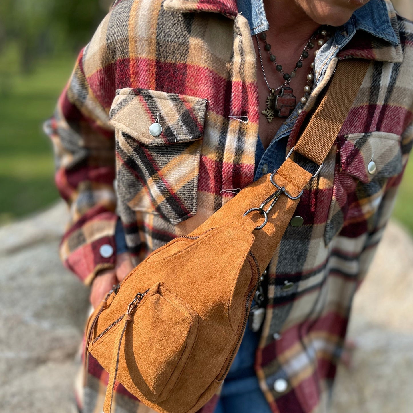 Plaid Shacket Flannel Shirt- Red