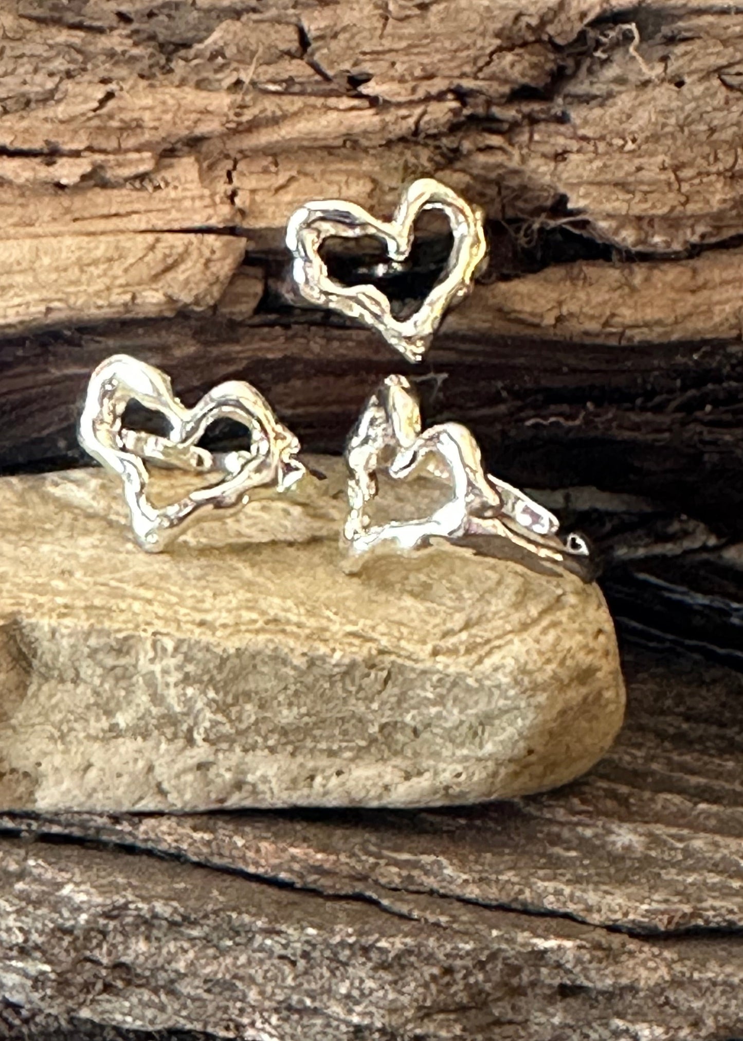 Hammered Heart Silver Ring