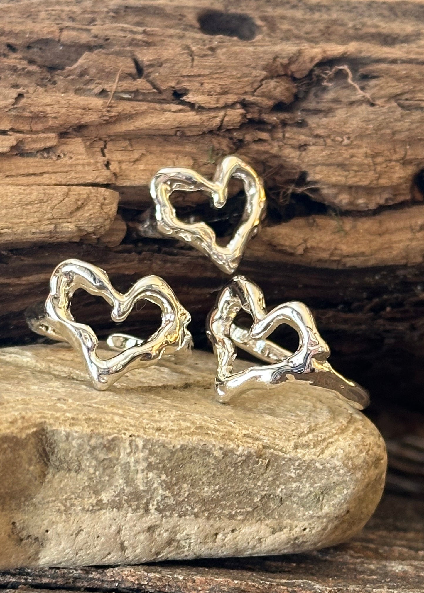 Hammered Heart Silver Ring