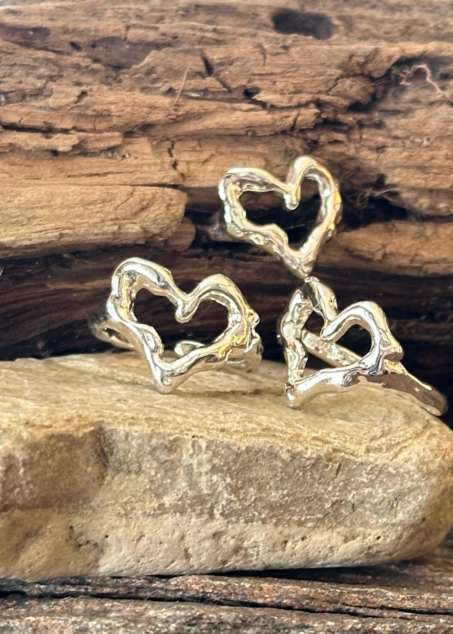 Hammered Heart Silver Ring