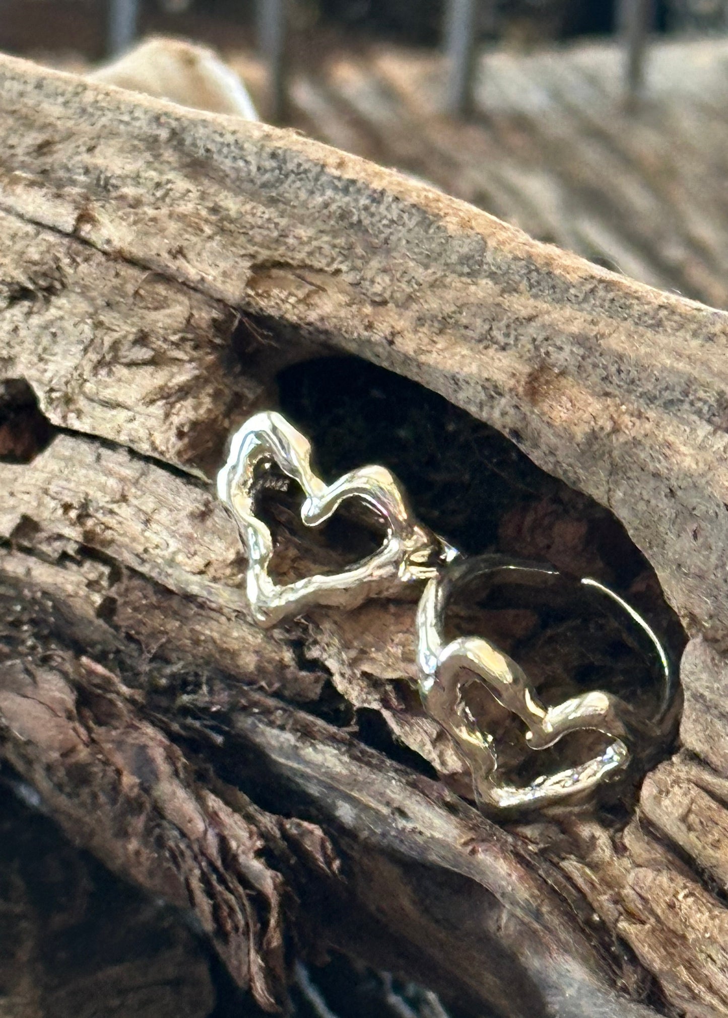 Hammered Heart Silver Ring