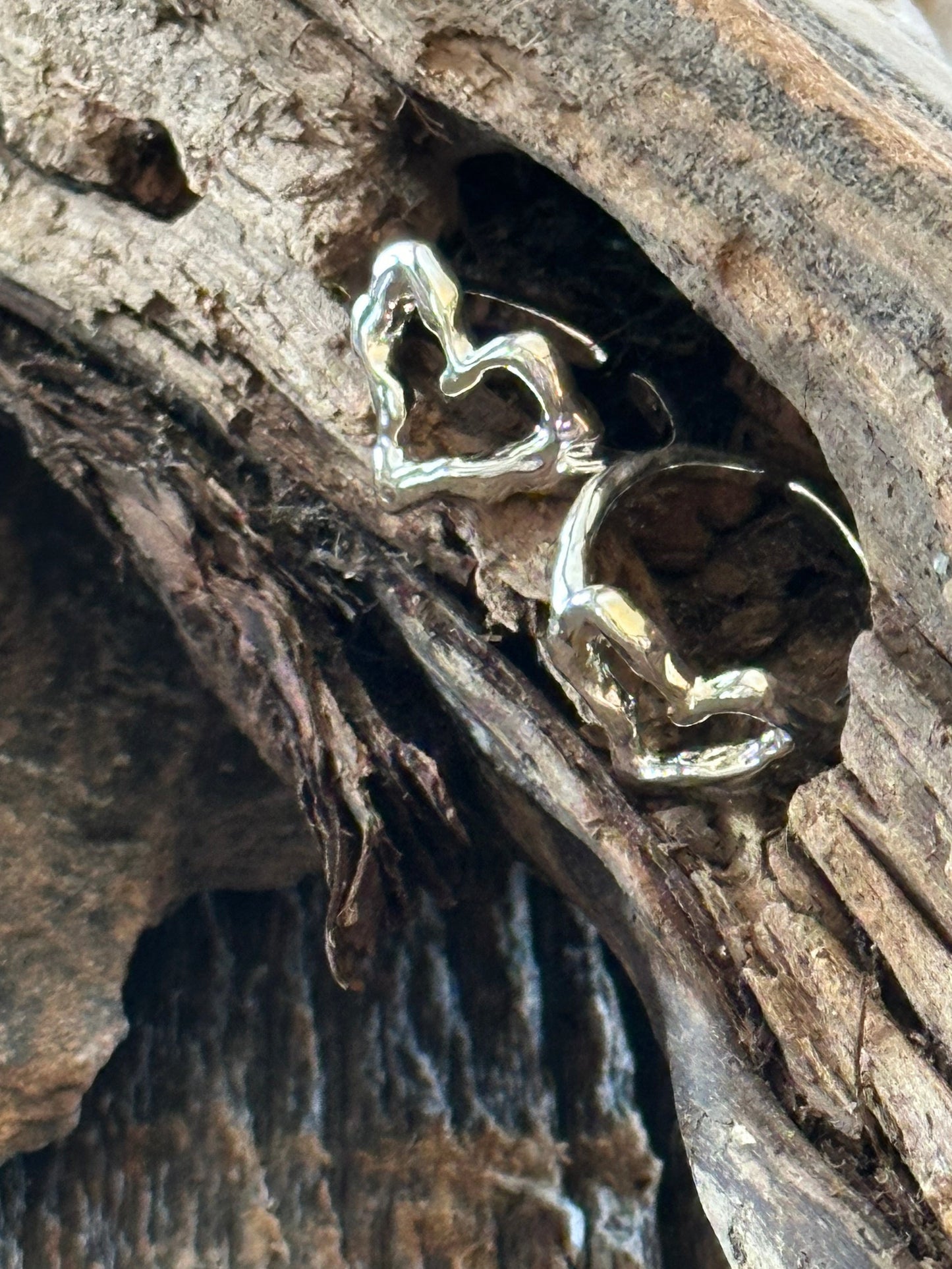 Hammered Heart Silver Ring