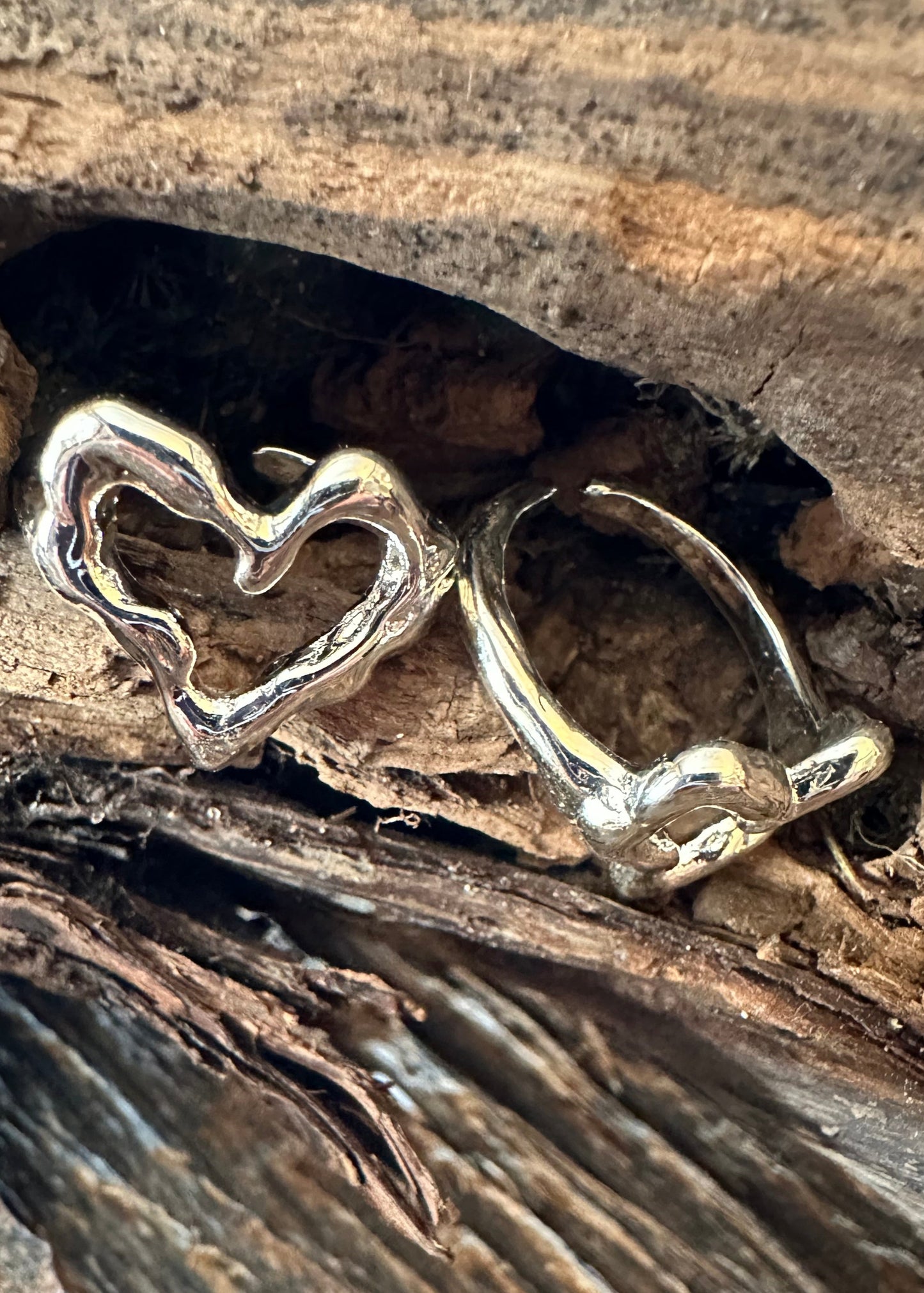 Hammered Heart Silver Ring