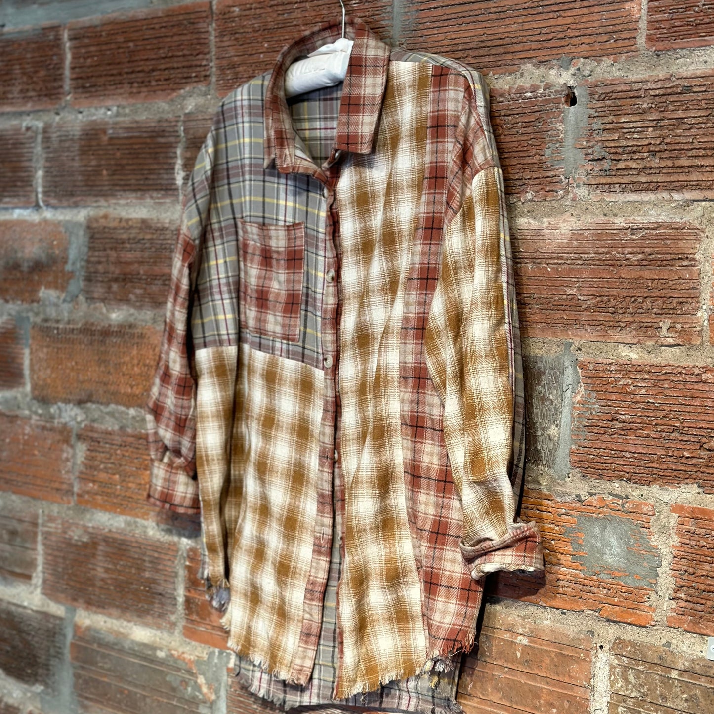 Pepper Patchwork Plaid  Shirt - Tan