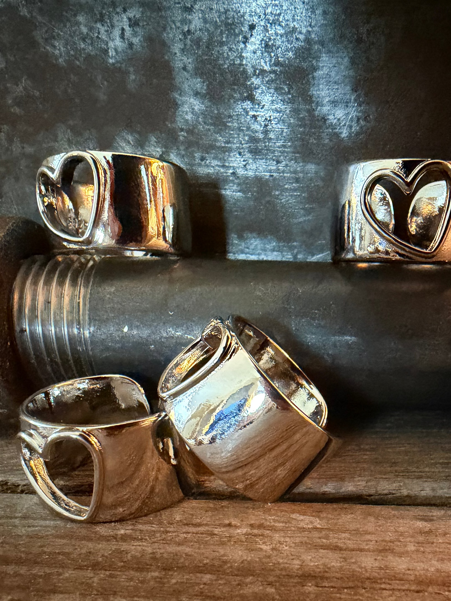 Silver Heart Cutout Ring – Adjustable | Grace & Grit by Amy Louise