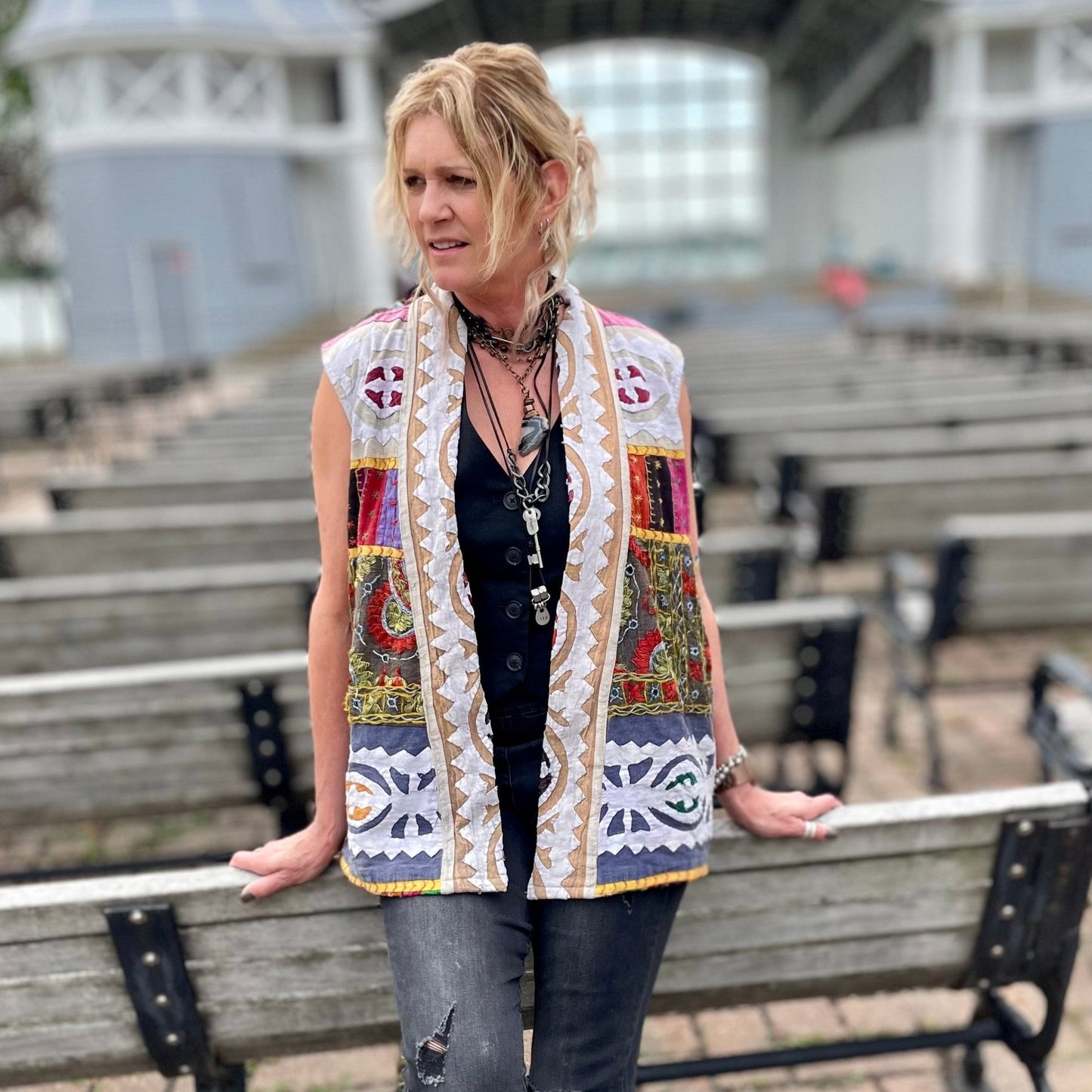 Dakota Hand Stitched Kantha Vest - Assorted Fabric Designs