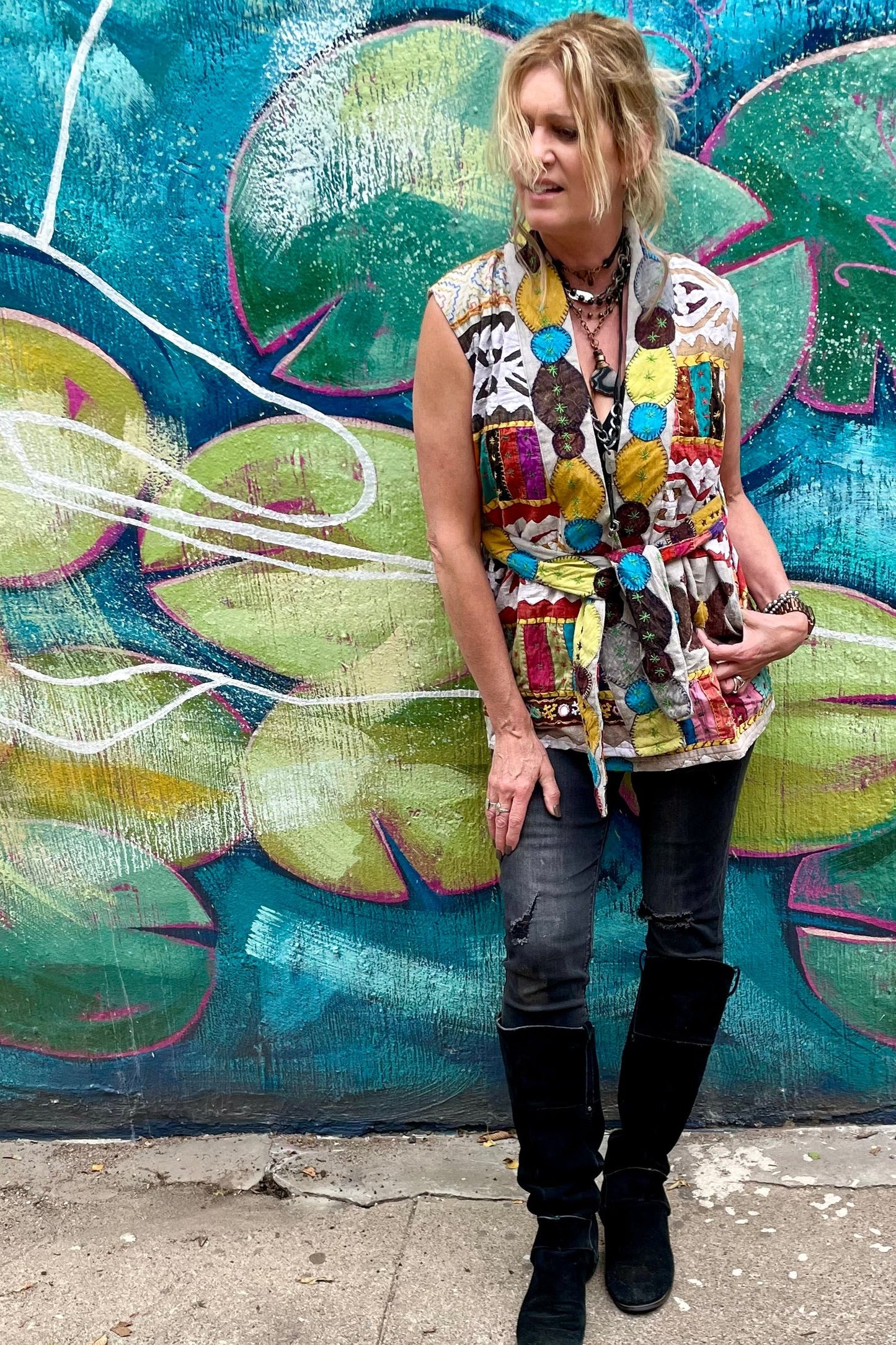 Dakota Hand Stitched Kantha Vest - Assorted Fabric Designs