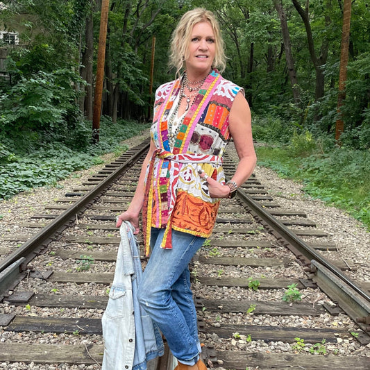 Dakota Hand Stitched Kantha Vest - Assorted Fabric Designs