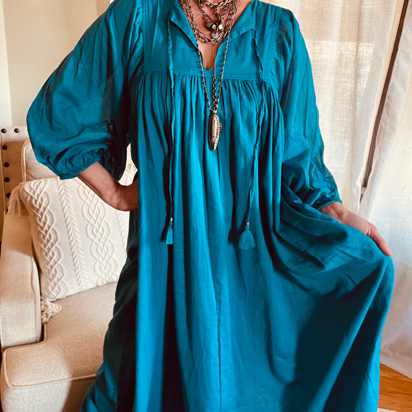 Indigo Breeze Cotton Maxi Dress.