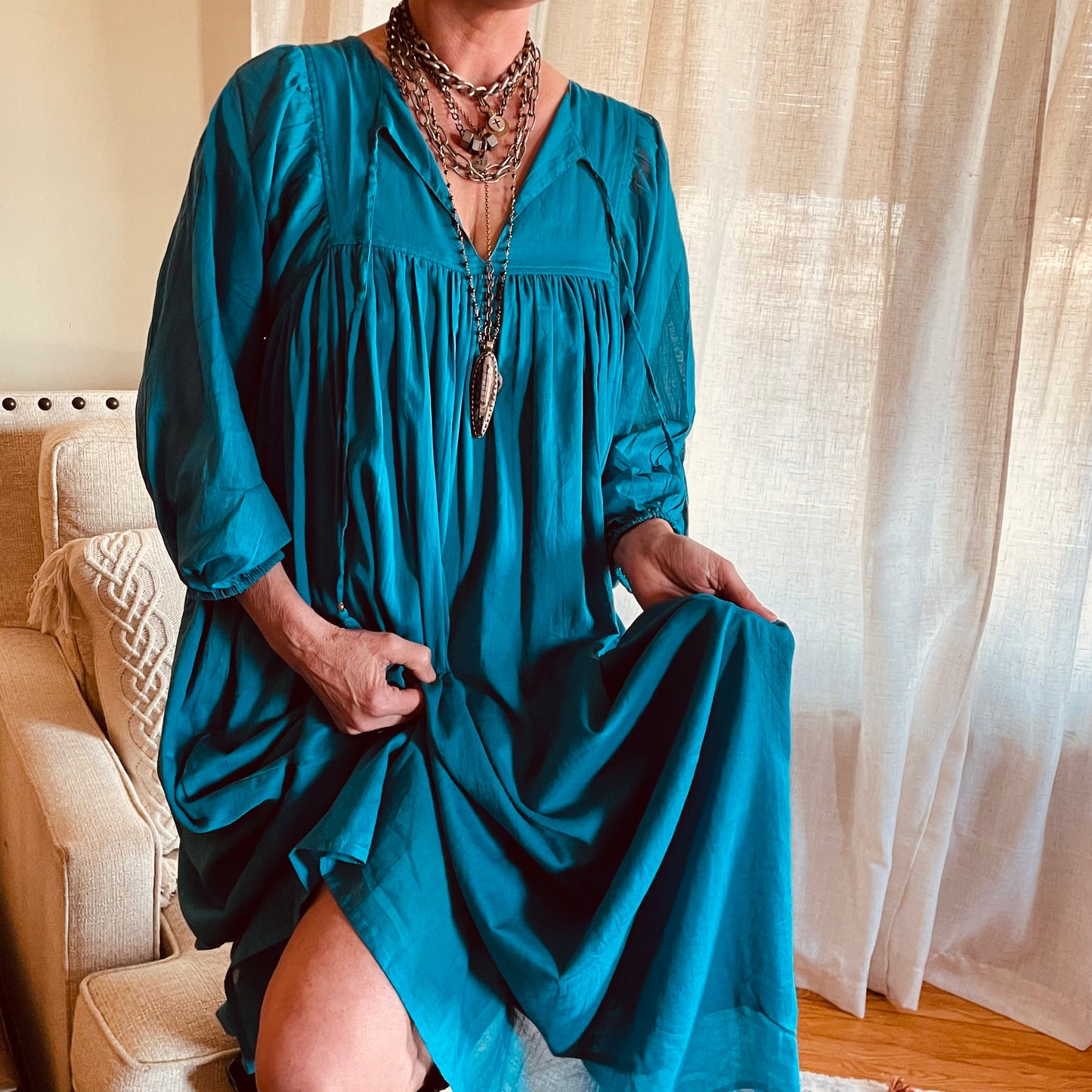 Indigo Breeze Cotton Maxi Dress.