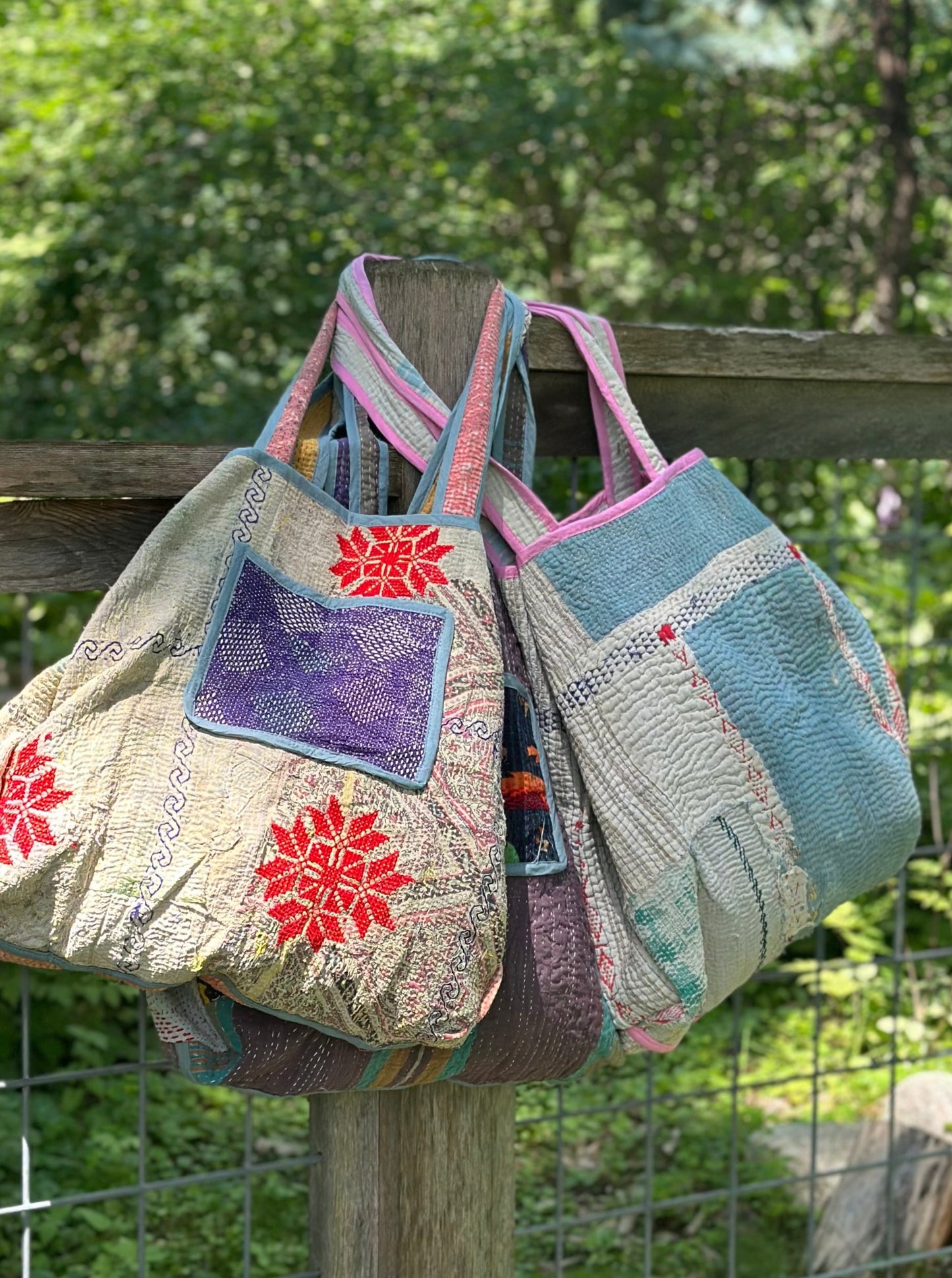 Redding Kantha Tote Bag - Soft Blue