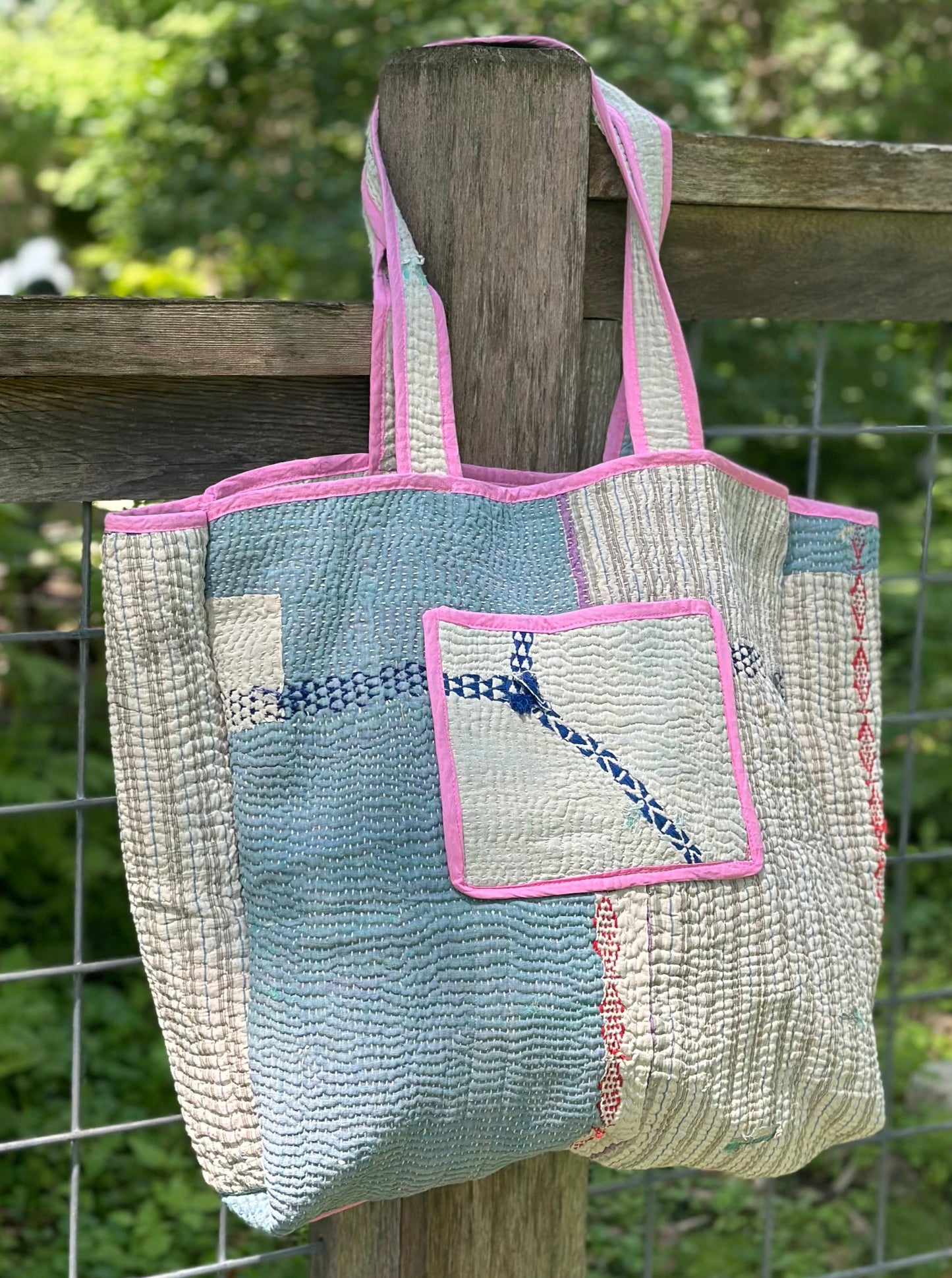 Redding Kantha Tote Bag - Soft Blue