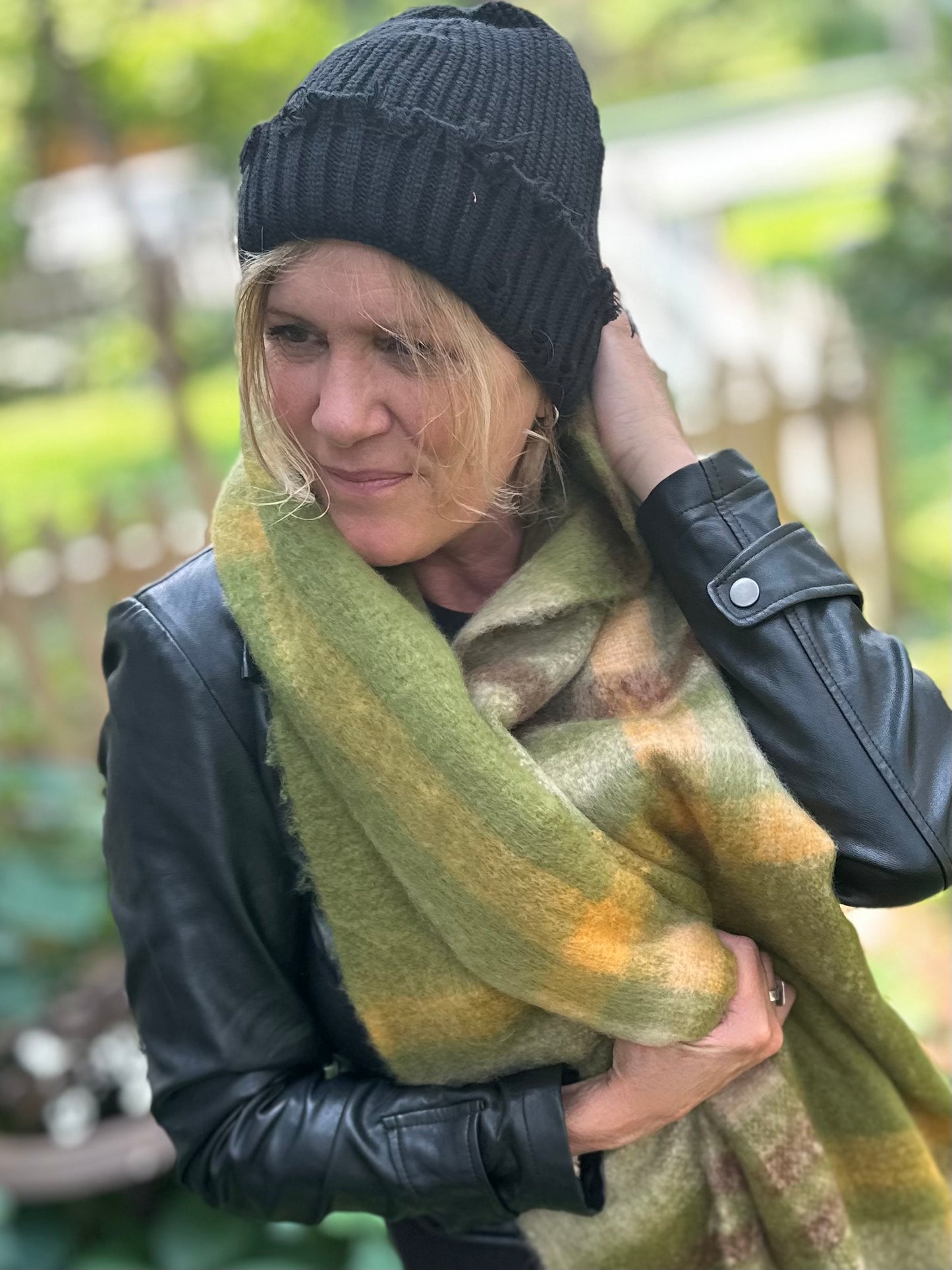 Lorelei Plaid Blanket Scarf - Green & Brown