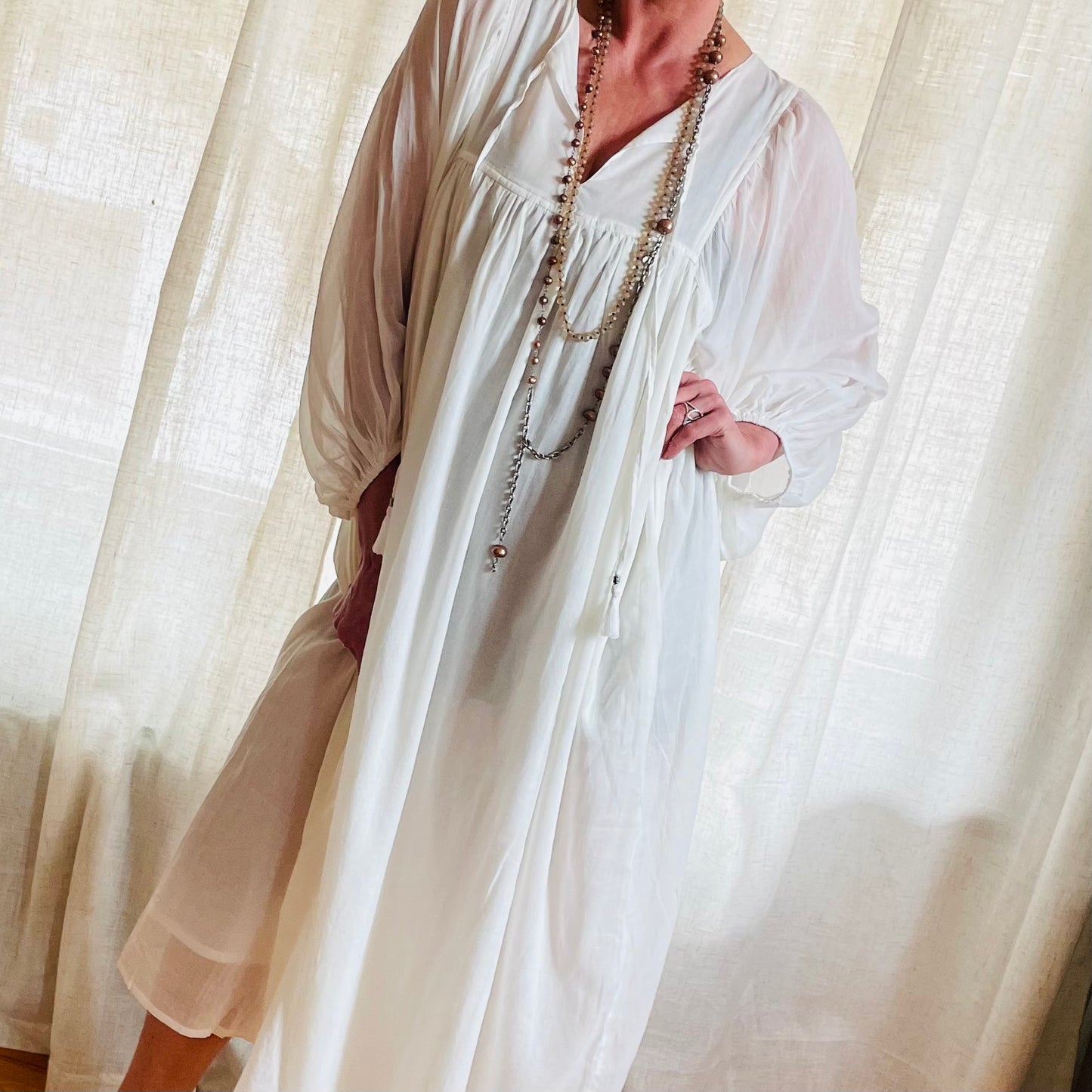 Pearl breeze Cotton Maxi Dress - White