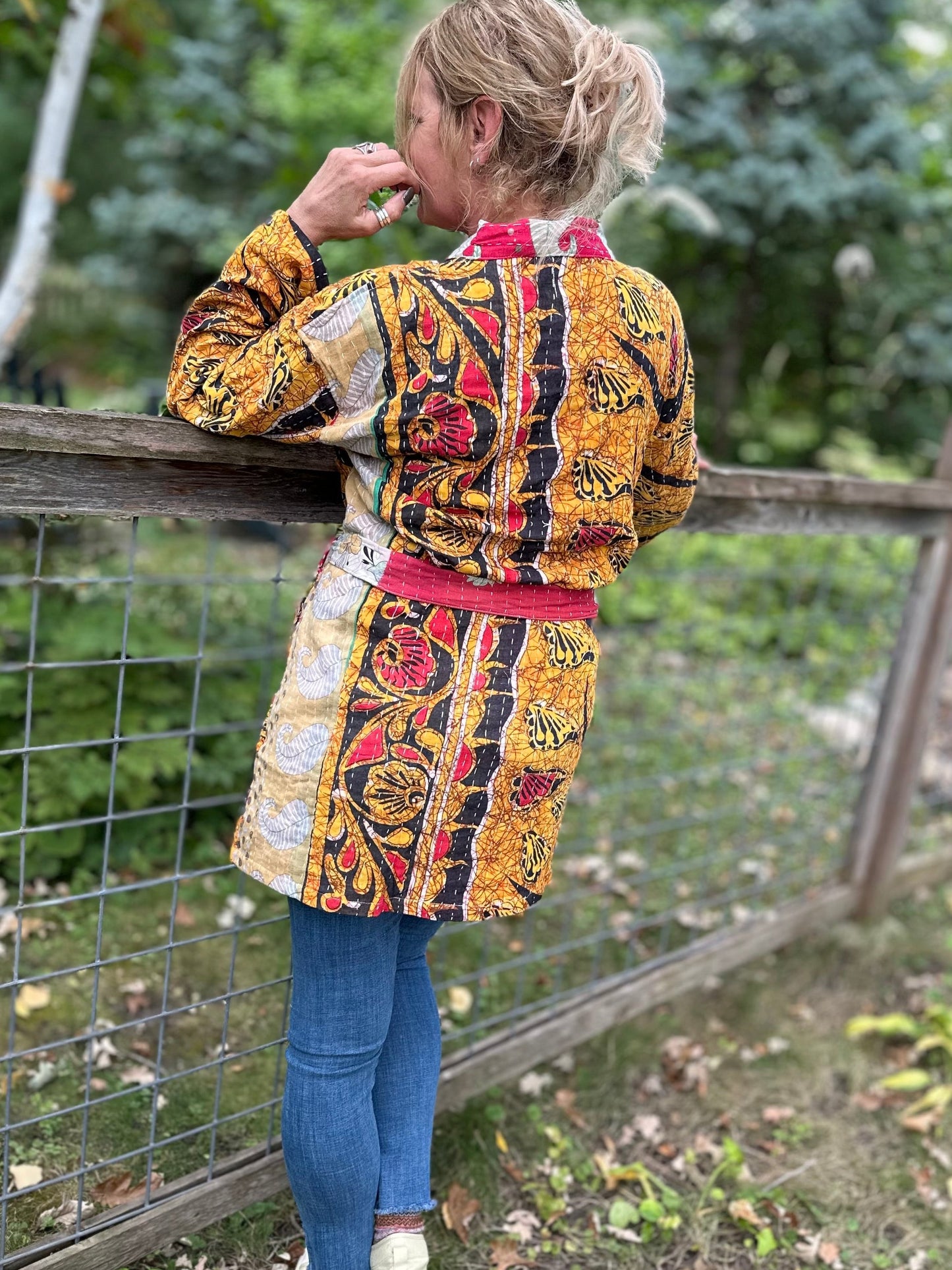 Wanderer Reversible Kantha Robe - Gold