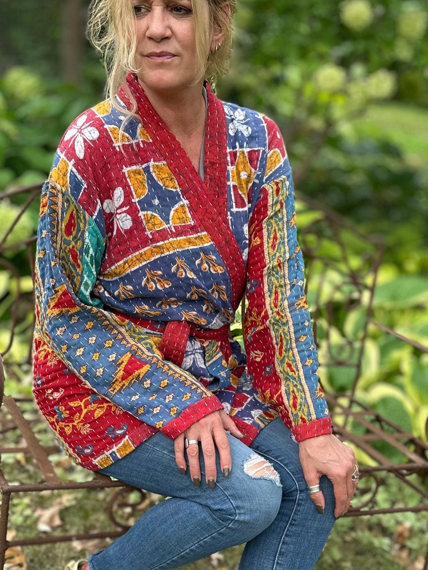 Wanderer Reversible Kantha Robe - Multi color